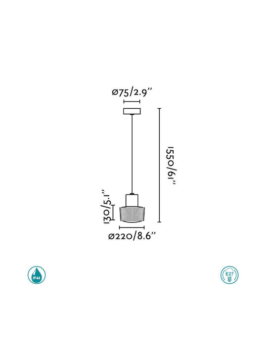 Faro Barcelona Hängende Deckenleuchte für den Außenbereich E27 in Gray Farbe 74427C-04