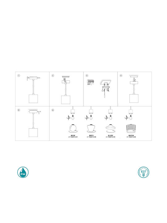 Faro Barcelona Hängende Deckenleuchte für den Außenbereich E27 in Gray Farbe 74427C-04