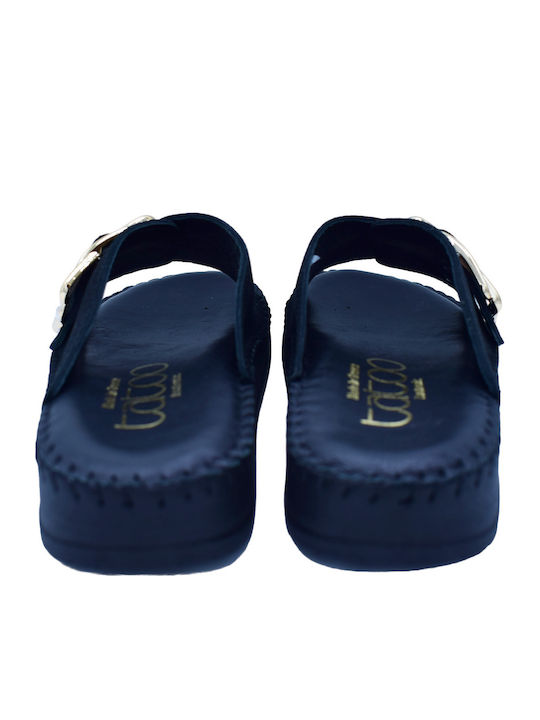 Leather Women's Flat Sandals Black