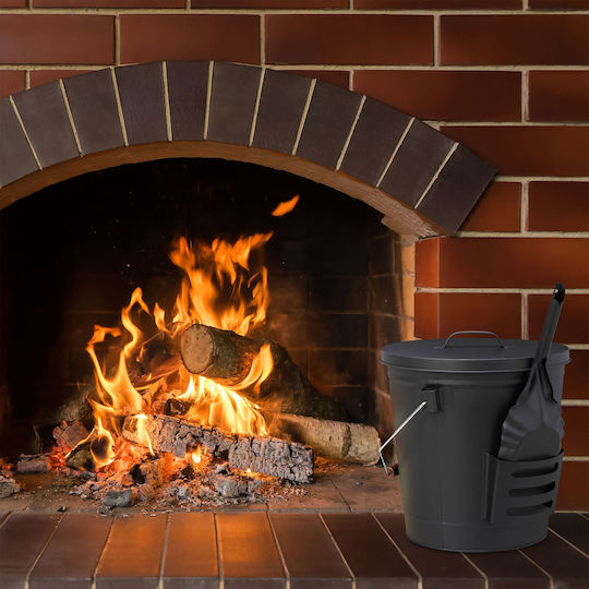Relaxdays Fireplace Tool Set With Grey Bucket