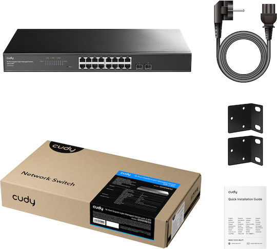 Cudy GS1016ES2 Managed Switch with 16 Gigabit (1Gbps) Ethernet Ports and 2 SFP Ports