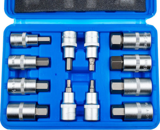 Nüsse Sechskant mit Vierkant-Antrieb HEX, 1/2" Set 12Stück