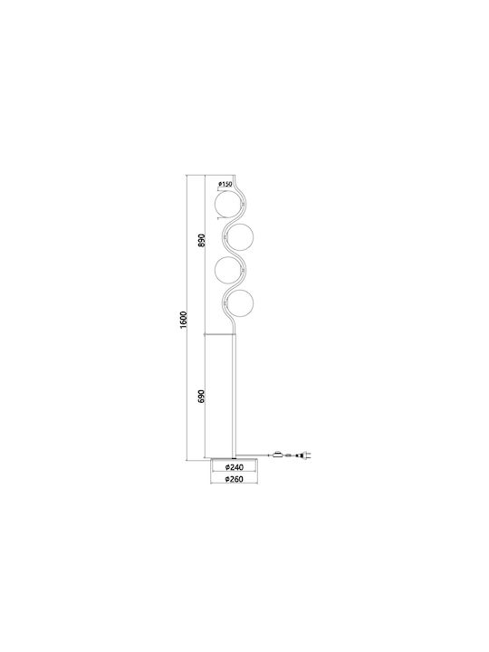Sun Light Φωτιστικό Δαπέδου Υ160xΜ26εκ. με Ντουί για Λαμπτήρα G9 Μαύρο