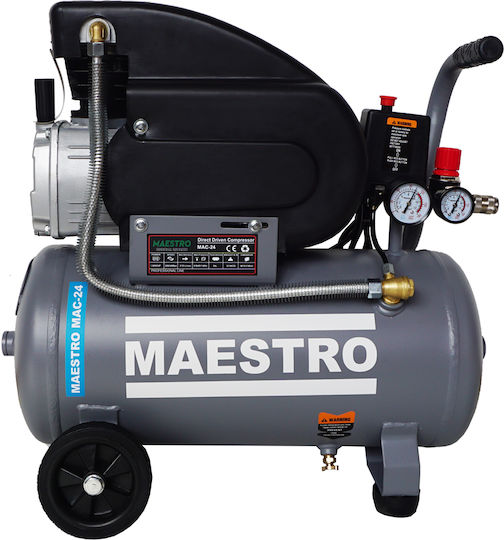 Maestro Single-Phase Air Compressors 96dB with Power 2hp and Airtank 24lt MAC-24