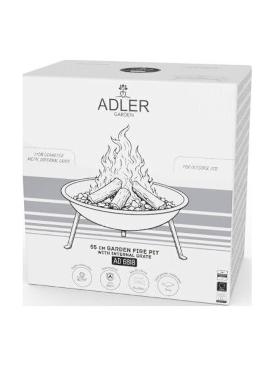 Adler Τζάκι Εξωτερικού Χώρου Μεταλλικό Μαύρο 55x55x24cm