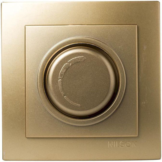 Nilson Comutator Cu Variator Încastrat Cu Rama Clasic Rotativ 600W În Culoare Aurie