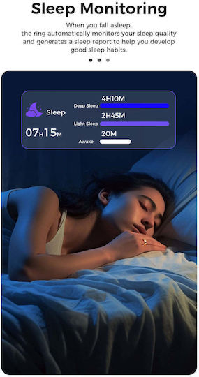 Kyklo Smart Ring Μέγεθος Αδιάβροχο με Παλμογράφο Ασημί