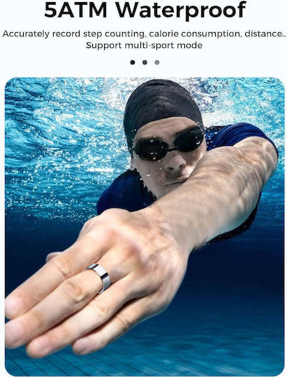 Kyklo Smart Ring Μέγεθος Αδιάβροχο με Παλμογράφο Ασημί