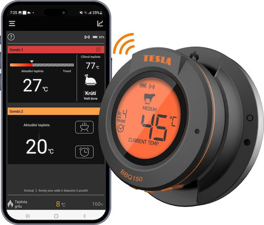 Tesla Kabelloses Digitales Lebensmittelthermometer Backofen mit Sonde