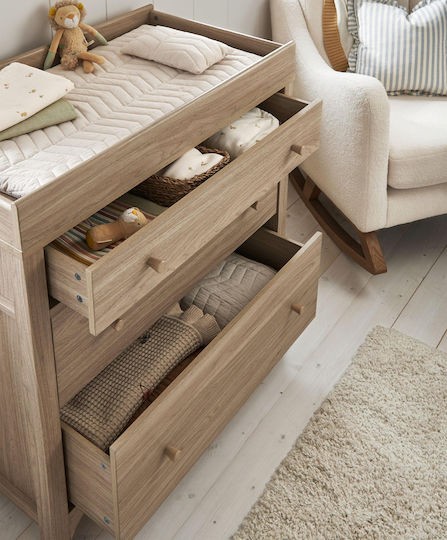 Baby Dresser with 3 Drawers Beige 90x52.8x95cm