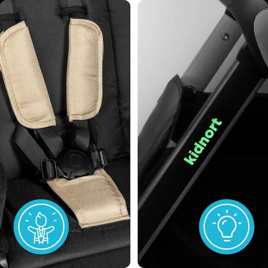 Kidnort Isbjorn Summer Sand Cărucior Reglabil Pentru Bebeluși Potrivit Pentru Nou-Născuți Negru 10.2kg