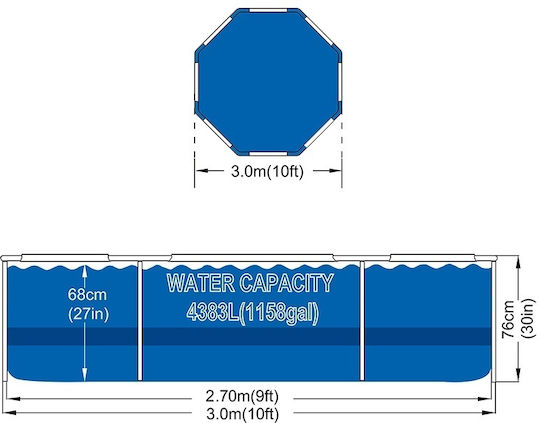 Avenli Piscină Rotundă PVC 4383 l cu Cadru Metalic 305x76 cm