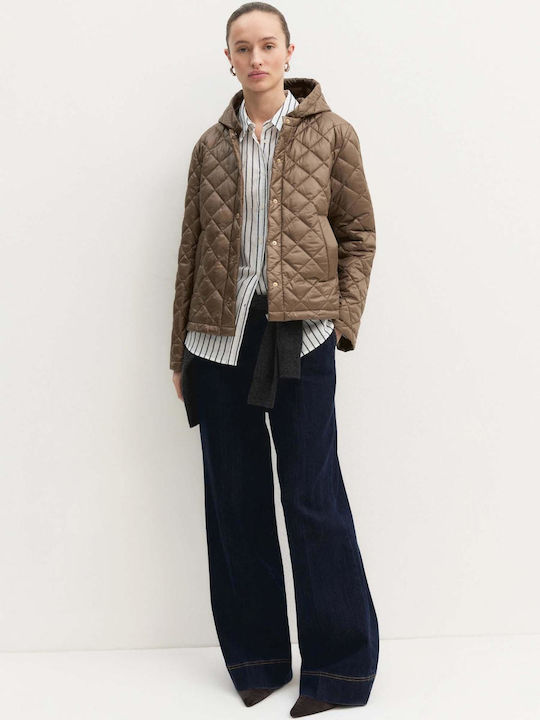 Short Women's Jacket for Winter Brown