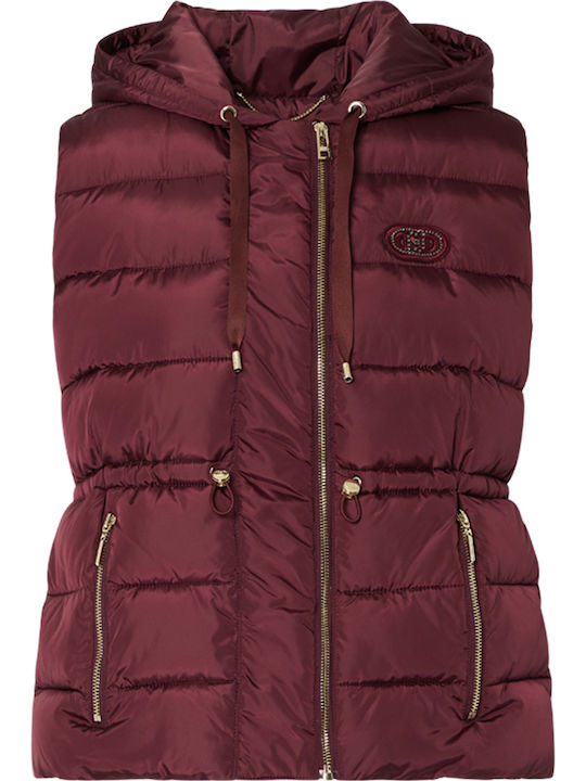 Women's Sleeveless Winter Jacket Red Aubergine