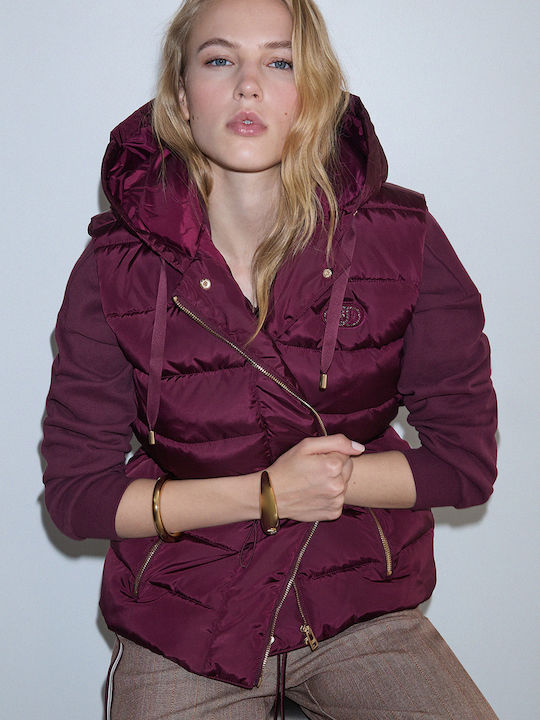 Women's Sleeveless Winter Jacket Red Aubergine