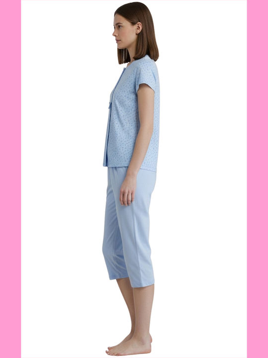Noidinotte Summer Women's Cotton Pyjamas Set Light Blue