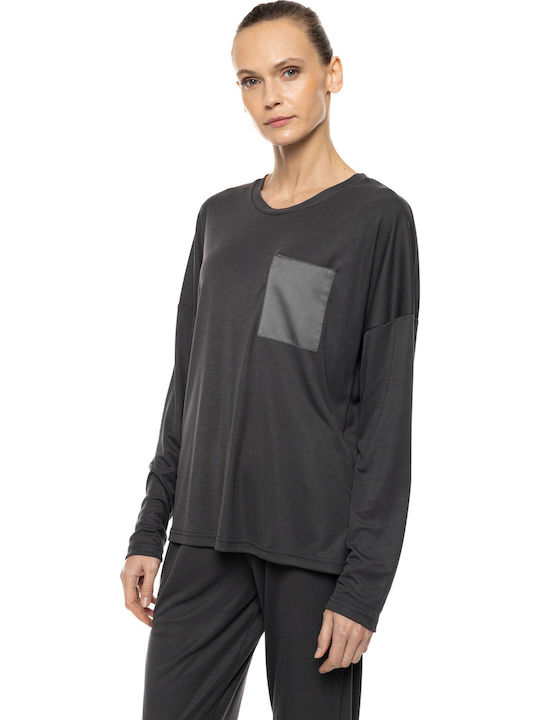 Pink Label Set De Pijamale Dama De Iarnă Gri