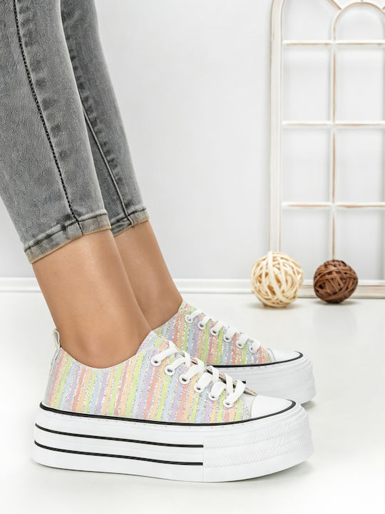 Adidași Flatforms Pentru Femei Multicolorați 803-4B_RAINBOW_ROȘII_JIN