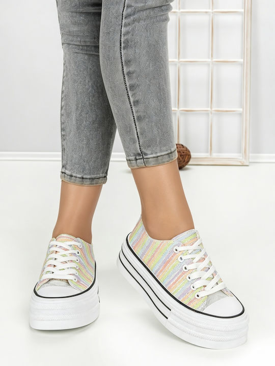 Adidași Flatforms Pentru Femei Multicolorați 803-4B_RAINBOW_ROȘII_JIN