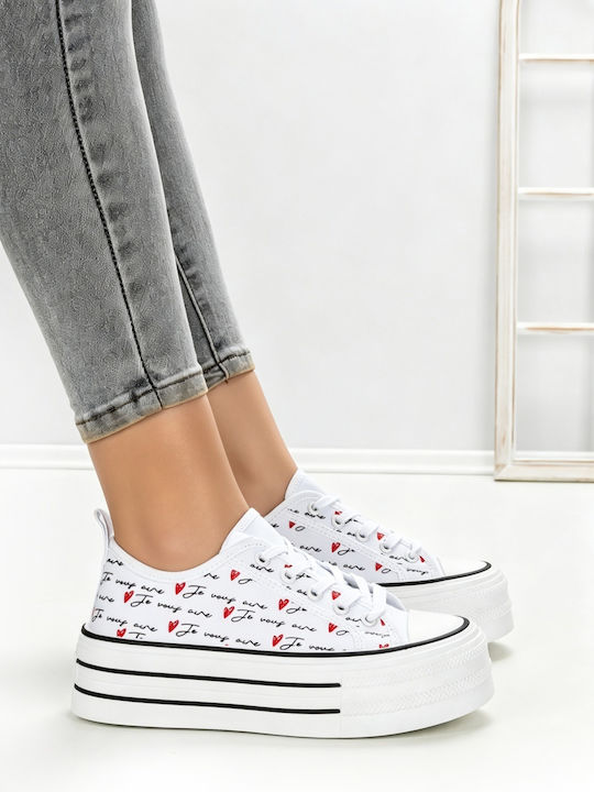 Adidași Flatforms Pentru Femei Albi