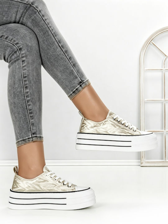 Adidași Flatforms Pentru Femei Auriu
