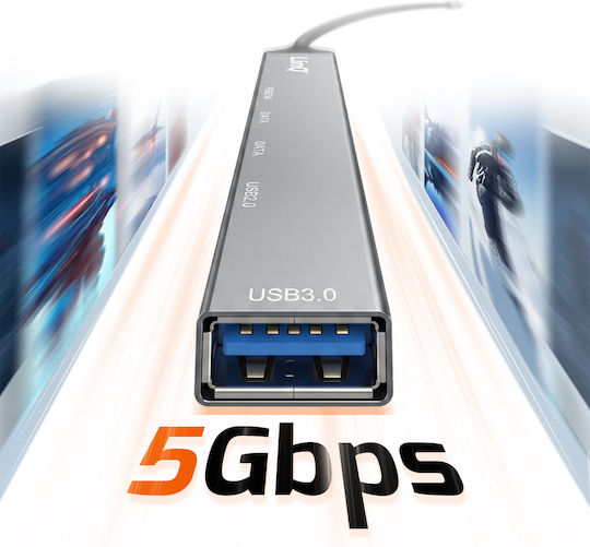 LinQ Hub 5 Θυρών USB 3.0 με σύνδεση USB-C Γκρι