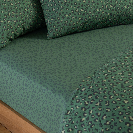 Nef-Nef Homeware Wild Комплект Чаршафи King Size с Еластична лента 240x270+35см. Wild Green (4бр)