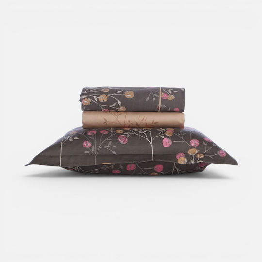 Nef-Nef Homeware Audrey Подредба Чаршафи King Size с Еластична лента 240x270+35ек. Кафяв (4бр.)