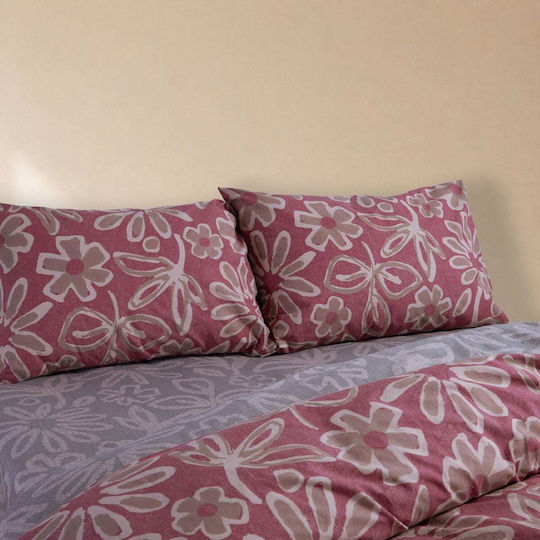 Nef-Nef Homeware Harmony Σετ Σεντόνια Διπλά 200x270εκ. Bordo (4τμχ)