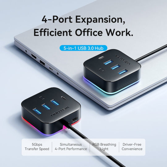 Vention IT Hub 4 Θυρών USB 3.0 με σύνδεση USB-A