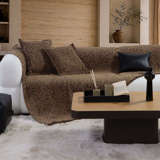 Nef-Nef Homeware Леопард Фотьойл Throw Шенил 170x180см. Кафяв