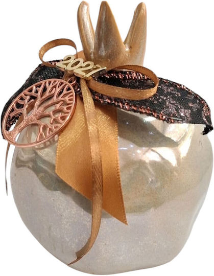 Kalliopi Silver New Year's Lucky Charm Pomegranate Rose Gold Ceramic 2027 10x12cm