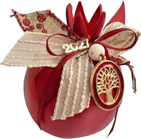Kalliopi Silver Neujahrs Glücksbringer Granatapfel Rot Keramik 2027 10x12cm