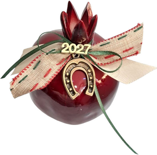 Kalliopi Silver Neujahrs Glücksbringer Granatapfel Rot Keramik 2027 10x12cm
