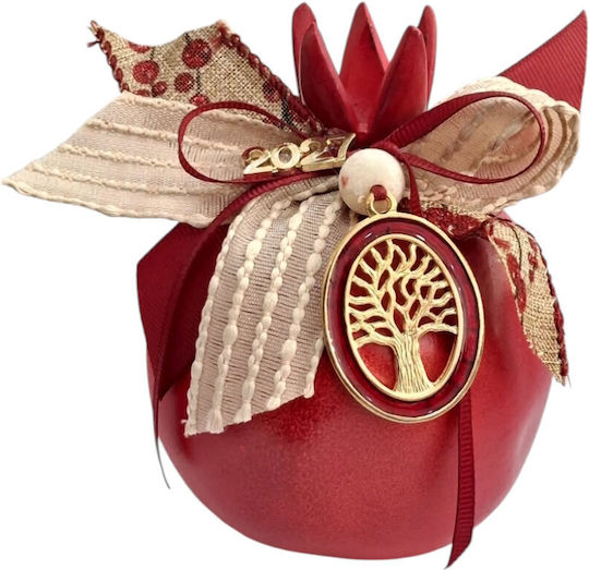 Kalliopi Silver Neujahrs Glücksbringer Granatapfel Rot Keramik 2027 10x12cm