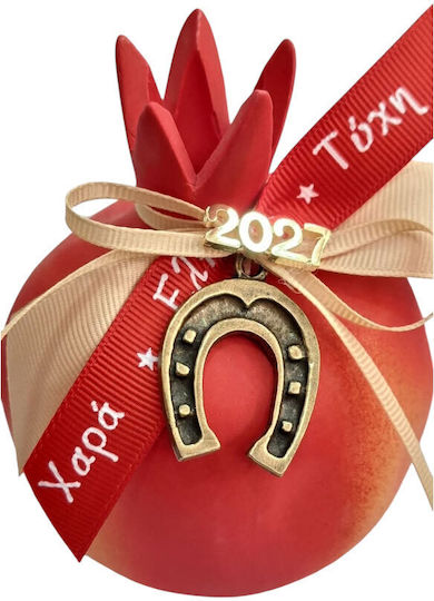 Kalliopi Silver Neujahrs Glücksbringer Granatapfel Rot Keramik 2027 10x12cm
