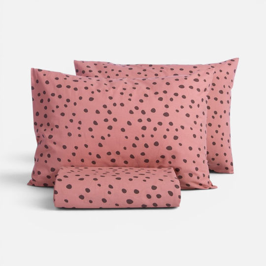 Nef-Nef Homeware Set Duvet Cover Cotton 170x240cm Single with Pillowcase Trust Dusty Rose
