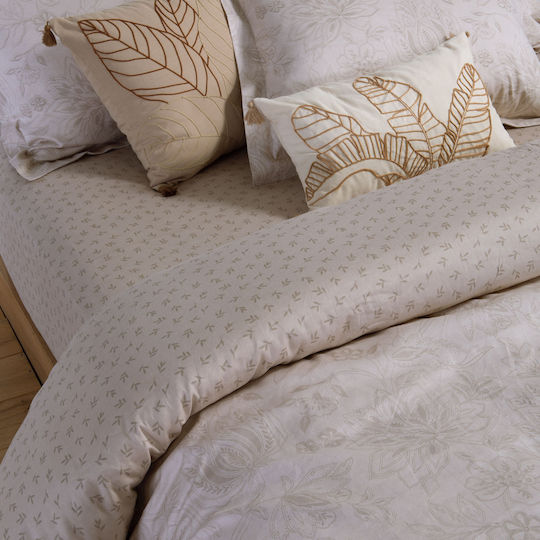 Nef-Nef Homeware Комплект Плик за Завивка Памучен Сатен 240x230cm Двоен с 2 Калъфки за Възглавници Екрю
