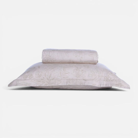 Nef-Nef Homeware Комплект Плик за Завивка Памучен Сатен 240x230cm Двоен с 2 Калъфки за Възглавници Екрю