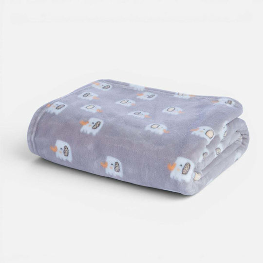 Nef-Nef Homeware Одеяло за гушкане и люлка Elephants 26 Флийс Сив 75x110см.