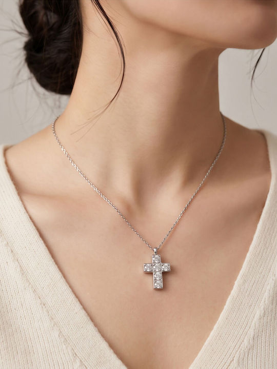 Touch Damenkreuz aus Stahl mit Kette 46 917 Silber