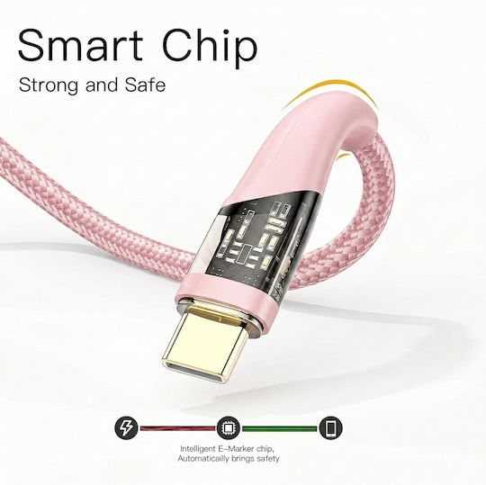 Leewello Geflochtenes USB Typ-C Kabel Männlich - USB-C Rosa 1,2m