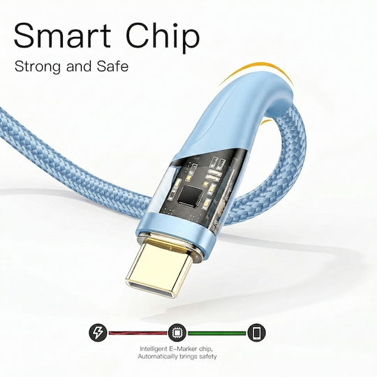 Leewello Geflochtenes USB Typ-C Kabel Männlich - USB-C Blau 1,2 m