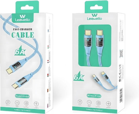 Leewello Geflochtenes USB Typ-C Kabel Männlich - USB-C Blau 1,2 m