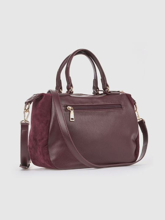 Women's Shoulder Bag Suede Burgundy