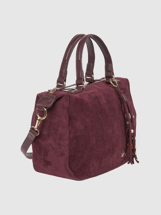 Women's Shoulder Bag Suede Burgundy