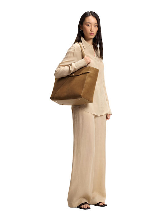 Revers Leder Damen Tote Tasche Wildleder Puro