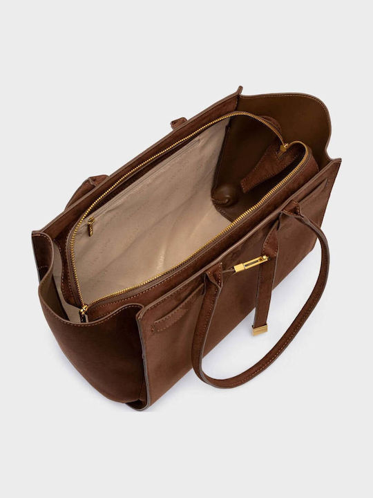 Monique Damen Schultertasche Wildleder Braun