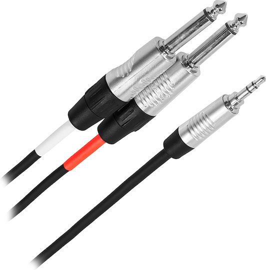 Plugger Cable 2x 6.3mm male - 3.5mm male 1m