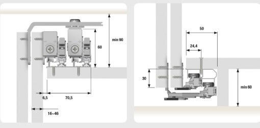 Mecanism Pentru Dulap Trifoi 6 Frâne Omge Lățime 3000mm 80kg